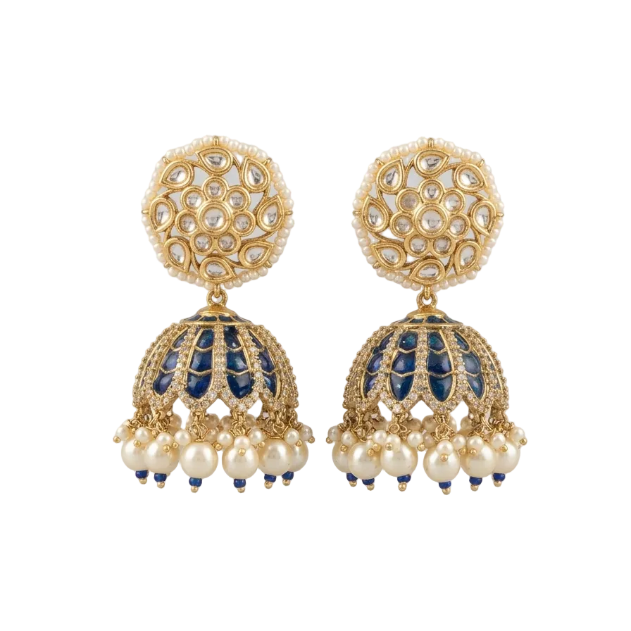 ADAAH Jhumki Earrings (Sapphire)