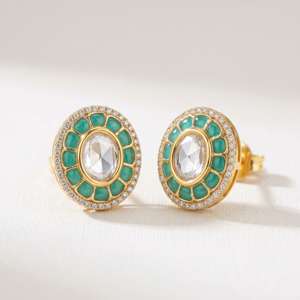 MIYA Stud Earrings (Emerald Green)