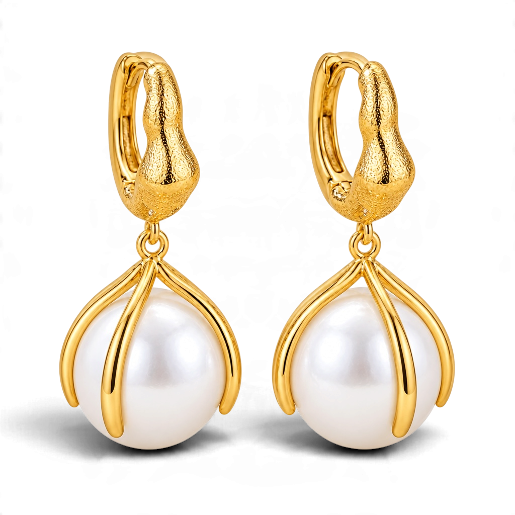 CAGED Pearl Drop Earrings