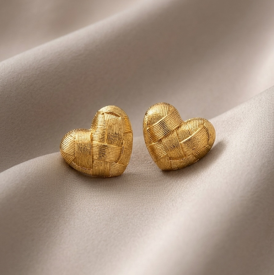 WOVEN HEARTS Stud Earrings