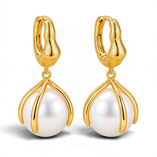 CAGED Pearl Drop Earrings